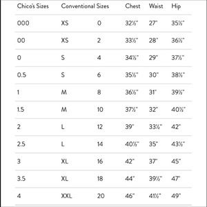 Chico’s size chart